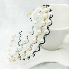 Women Girl Diamond Charm Gems Pearl Headband Crystal Hair Band Girl Headwear