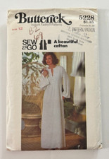 Butterick 5228 Caftan Sewing Pattern Opened, But Uncut Pattern Pieces 1970s