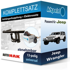 AUTO HAK Anhängekupplung abnehmbar und E-Satz 13polig für Jeep Wrangler 06- AHK