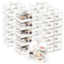 New Best Cedilis 20 Pack Clear Cupcake Boxes with Gift Ribbon 4 Count Plastic