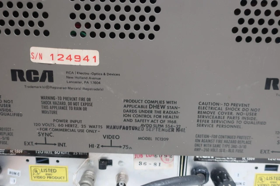 Rca TC1209-04 Cctv Camera Television Set 120v-ac - Image 4 of 4