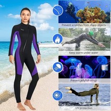 Wet Suits Women SMALL Full Body 3MM Neoprene Cold Water Diving Suit Black/Purple