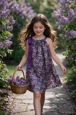 Purple Floral Pillowcase Dress Girls Handmade Boutique Lilac Garden Sizes 12M-12