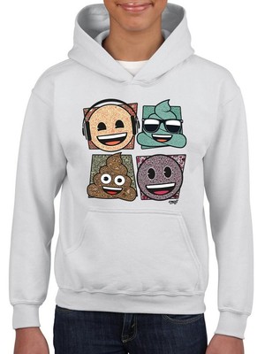 Mosaic Tee Fun Icon Faces Trendy Graphic Youth's Hoodie