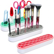 3 Pack Silicone Makeup Brush Holder, Desktop Cosmetic Organizer Pen Holder,