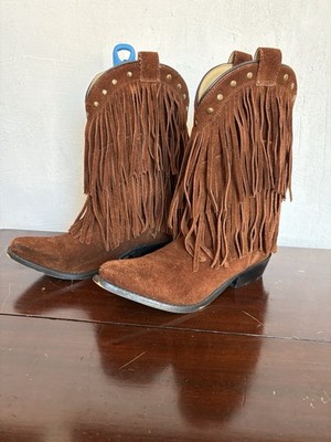 Smoky Mountain Boots Women's Size 4 Brown Suede Fringe Cowboy Wisteria 3514y