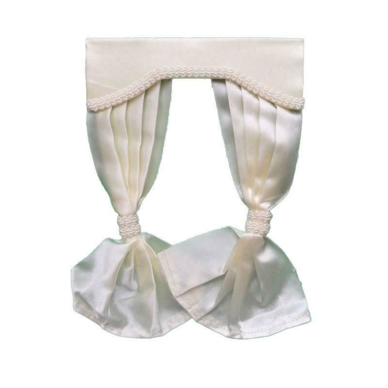 Melody Jane Dolls House Cream Satin Curtains Miniature Window Accessory