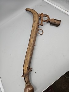 Antique Horse Yoke Harness Collar - 26" Hames - Brass Ball Ends. Iron Clad Wood