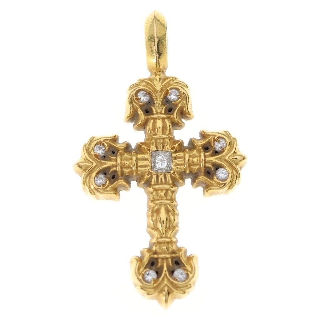 Chrome Hearts FILIGREE TINY A DIA Pendant Top Diamond 22K Gold P0079425