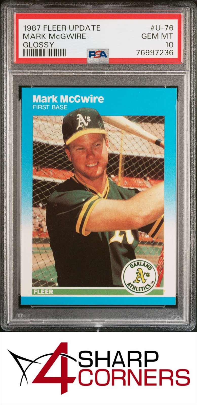 1987 FLEER UPDATE GLOSSY #U-76 MARK McGWIRE ATHLETICS PSA 10 view 1