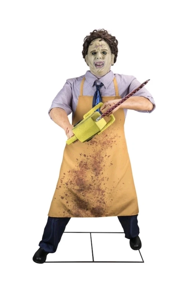 2023 德州链锯大屠杀 6.5 英尺真人尺寸皮革脸万圣节动画 — 第 2/4 张图片