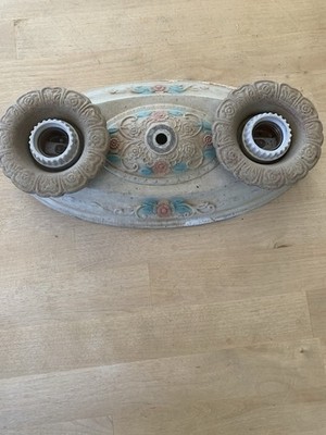 Antique Art Deco Two Bulb Flush Mount Ceiling Light Fixture