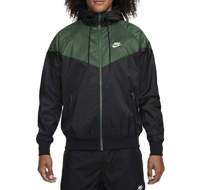Nike NSW Windrunner Hooded Jacket ~ Black Green 727324-019 | Men's: XL *NWT