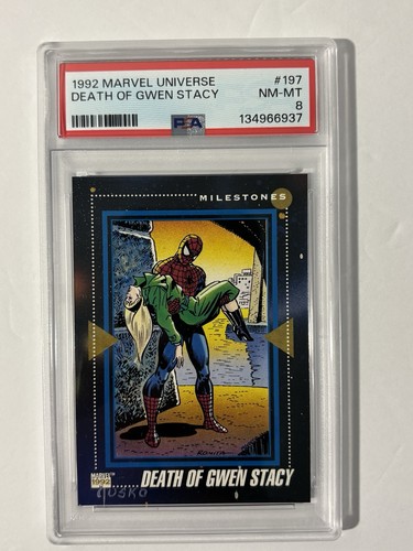 1992 MARVEL UNIVERSE THE DEATH OF GWEN STACY #197 SERIES 3 CARD | PSA 8 NM-MT