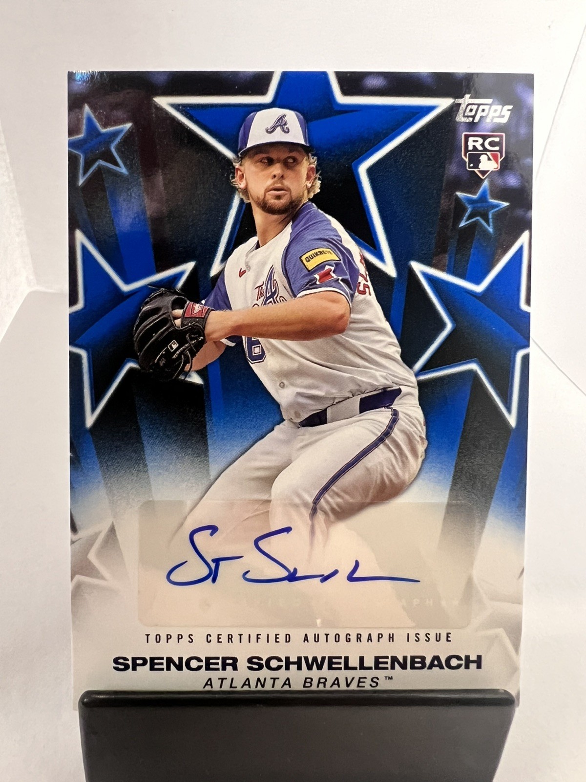 2025 Topps Series 1 Spencer Schwellenbach Baseball Stars Rookie Auto Blue /150