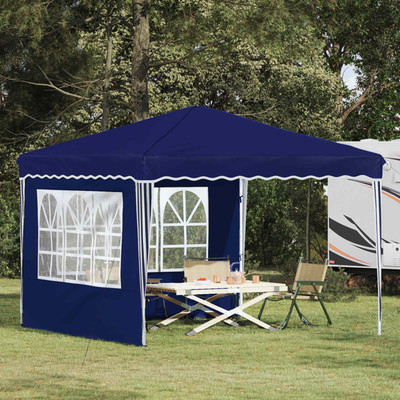 Pop-Up Partyzelt blau Oxford Stoff 288x288x245cm wasserdicht UV Schutz robust
