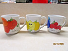 3 Vtg  Nancy Lynn Anthropomorphic Fruit Ceramic Coffee  Mugs Apple Lemon Cherry — photo 2