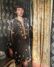 Archive TOAST  295 Size S/8/10 Grey Silk Velvet Embroidered Kaftan/Dress/Tunic