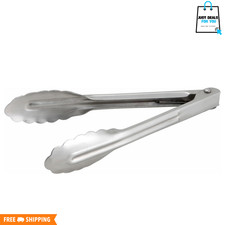 7 Inch Stainless Steel Utility Tongs Heavyweight Coiled Spring Commercial Use XL