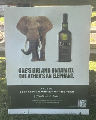 ARDBEG SCOTCH WHISKEY METAL / TIN TACKER DISTILLERY SIGN