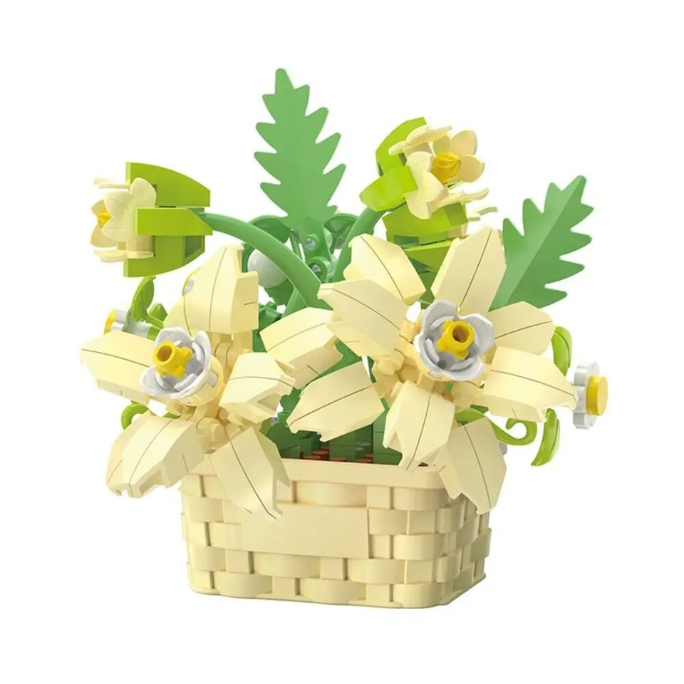 Random Construction DIY Building Blocks Interesting Creative Potted Plants Model Ornament ...