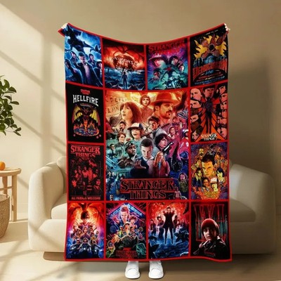 80s Nostalgia Sci-Fi Flannel Blanket | Season 5 Cozy Vintage Thriller Fans Gift