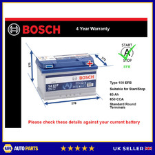 EFB Battery fits BENTLEY BROOKLANDS 6.7 6.8 1992 on Stop Start Bosch 100 EFB New