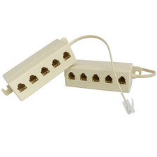 Five-Way Phone Splitter 2PCS RJ11 6P4C Telephone Line 1 Male to 5 Female