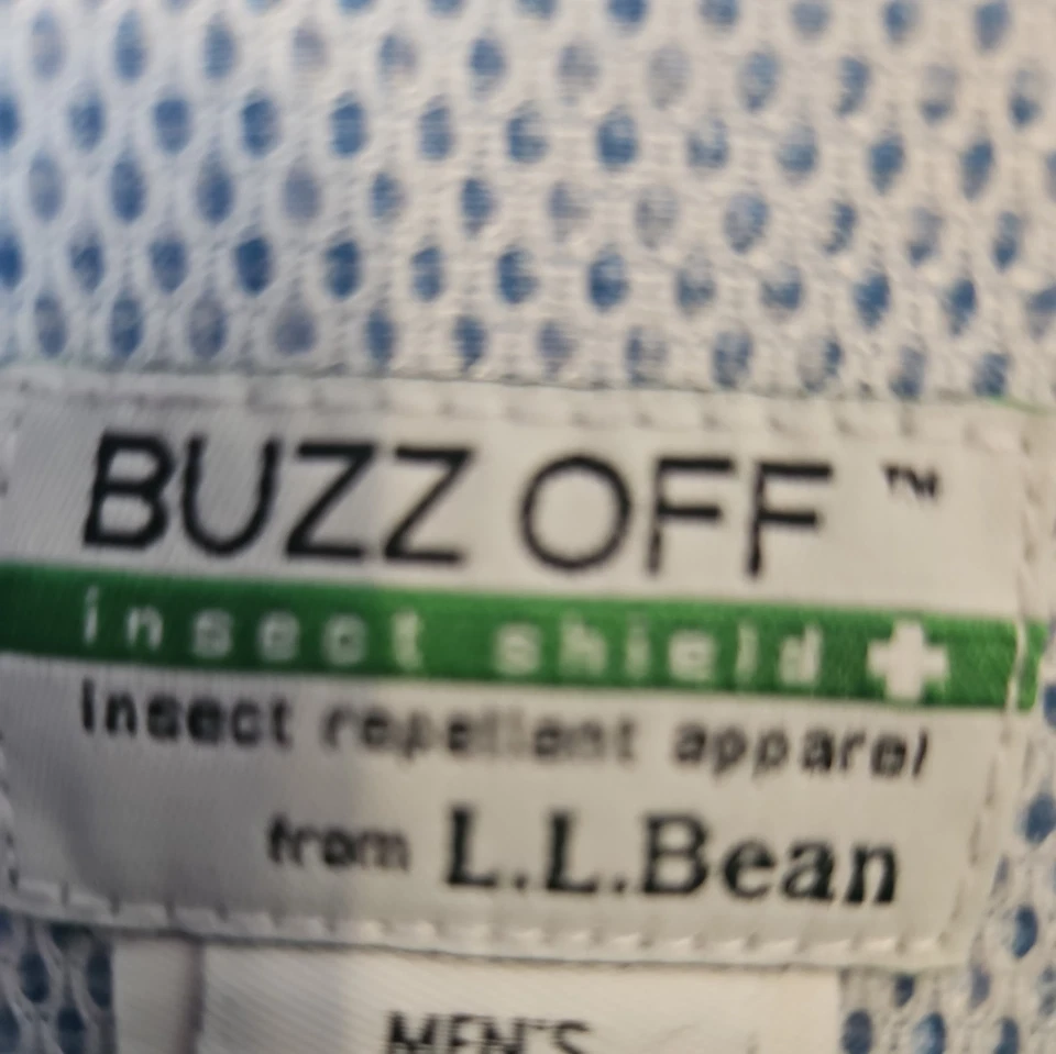 LL Bean Mens sz L Blue Vented Nylon Polyester Shirt Outdoor Hiking Buzz Off - Image 3 of 4