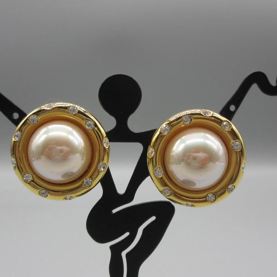 Pendientes Nolan Miller Perla Simulada Cristal Tono Dorado Poste para Orejas Perforadas Foto 3 de 4