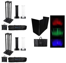 2 Rockville RTP32B Totem Moving Head Light Stands in Black DJ Facade Bag Scrim