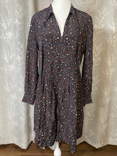Madewell Black Silk Star Print Long Sleeve Dress Women’s Size 6