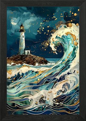 Abstrakter Leuchtturm gerahmtes Wandbild Poster Leinwanddruck Bild