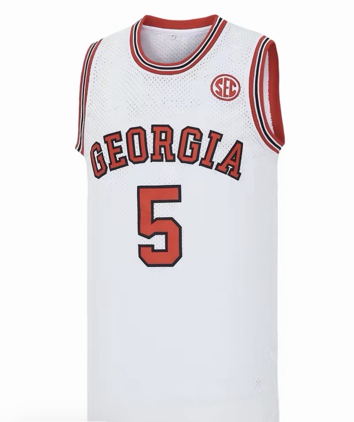 Georgia Bulldogs Anthony Edwards #5 Basketball Jersey White Black Red