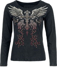 Rock Rebel by EMP Damen schwarzes Langarmshirt mit großem Frontprint und