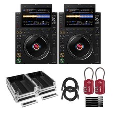 AlphaTheta CDJ-3000X Flagship DJ Media Players Controllers Pair w Silver Cases