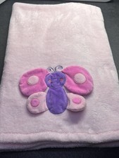 Special Delivery Pink  Purple Butterfly Fleece Blanket Home Bargains Baby Pram