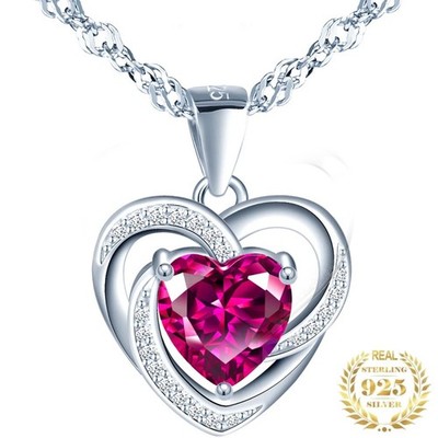 Damen Halskette Herz 925 Sterling Silber Anhänger Kette Schmuck Frauen Geschenk