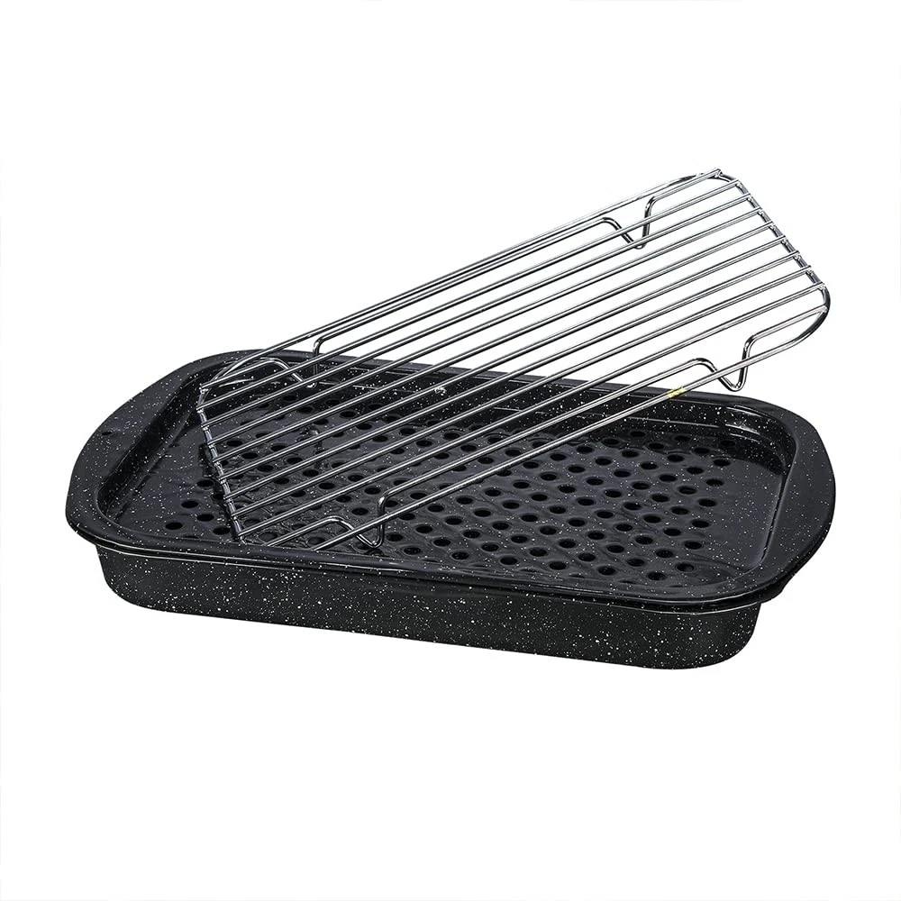 3 piece multiuse set. Enameled steel bake, broiler pan, and grill with rack. ...