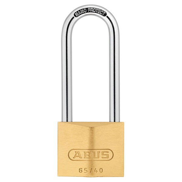 ABUS 65/40mm Brass Padlock 63mm Long Shackle