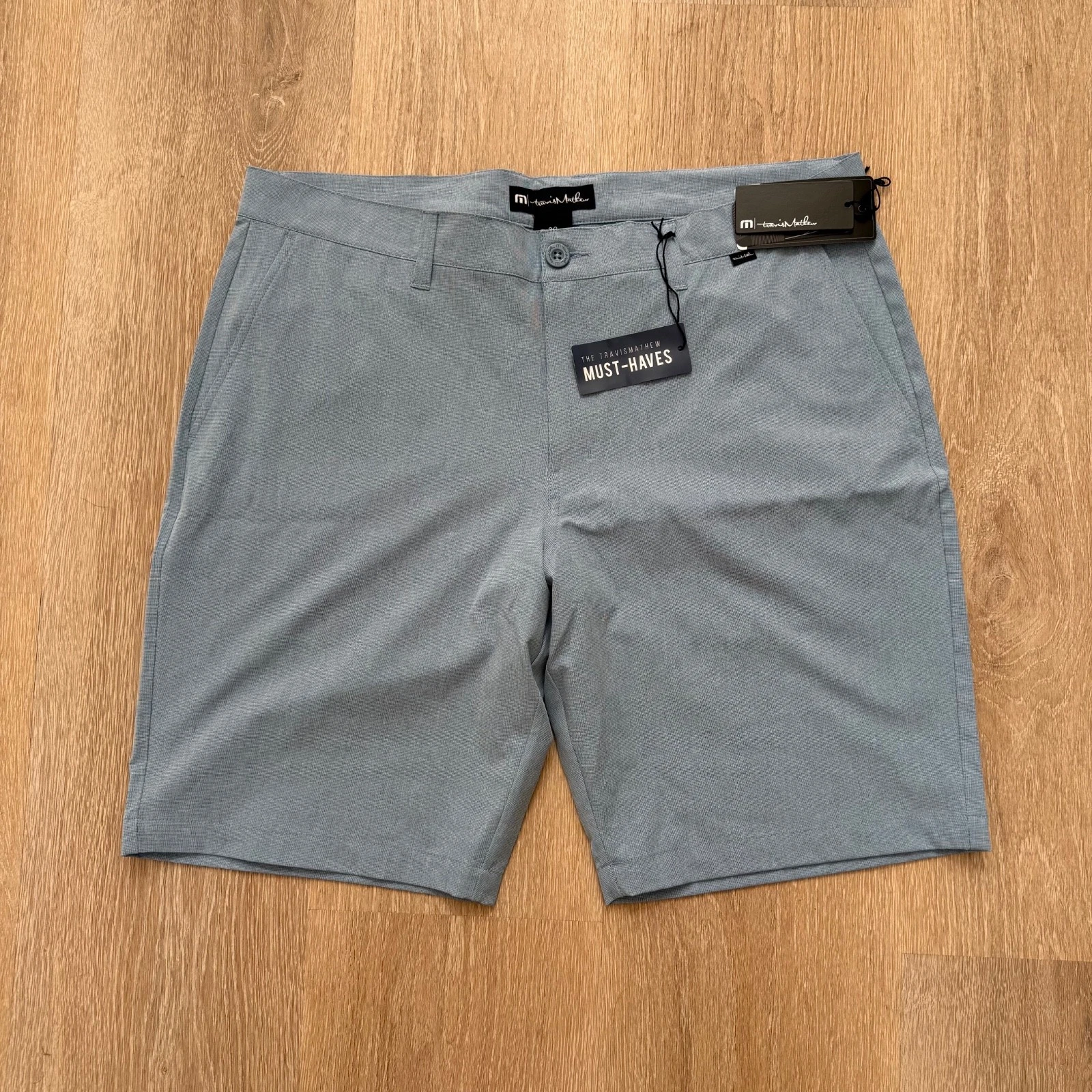 Travis Mathew Shorts Mens Light Blue Beck Stretch Waist Performance Golf Shorts