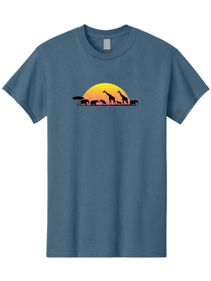 Safari-Animals-Silhouette Mens Graphic Tee, 100% Cotton, Casual Summer Wear
