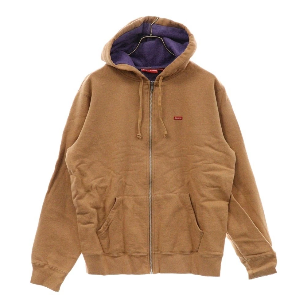 Sweat à capuche zippé contraste Supreme 18SS contraste petite boîte logo embroid