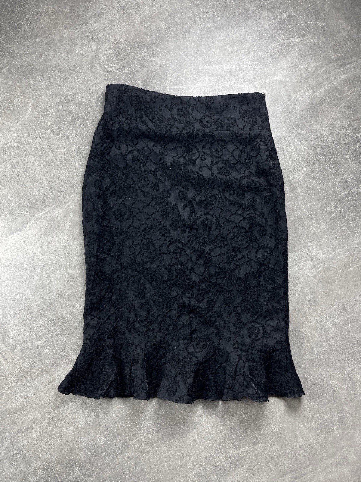 Class Roberto Cavalli Textured Black Pencil Skirt Era 2000s Size 48