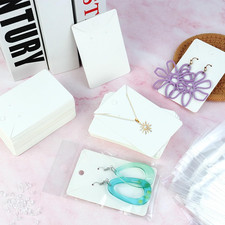 100 Pcs Earring Cards with 100Pcs Self Adhesive Bags for Earrings Jewelry Dis...