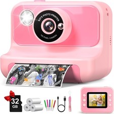 Kids Camera Instant Print, 1080P HD Video Digital Light Pink