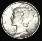 1944-P Mercury 10c 90% SILVER-- GEM BU