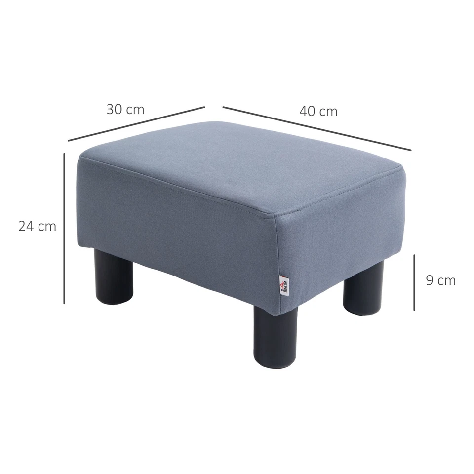 HOMCOM Ottoman Footrest Seat Chair Footstool Microfiber Cloth Home Office Grey - Image 3 of 4