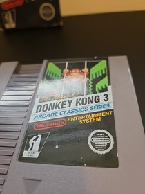 Donkey Kong 3 Nes Nintendo RARE 5 Screw Cart In Hangtab Box/No Manual MINT CART