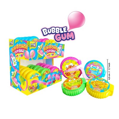 Display Komplett Crazy Fun-a-Conda 30 Stück mit tattoo Kaugummirolle (Himbeere, 